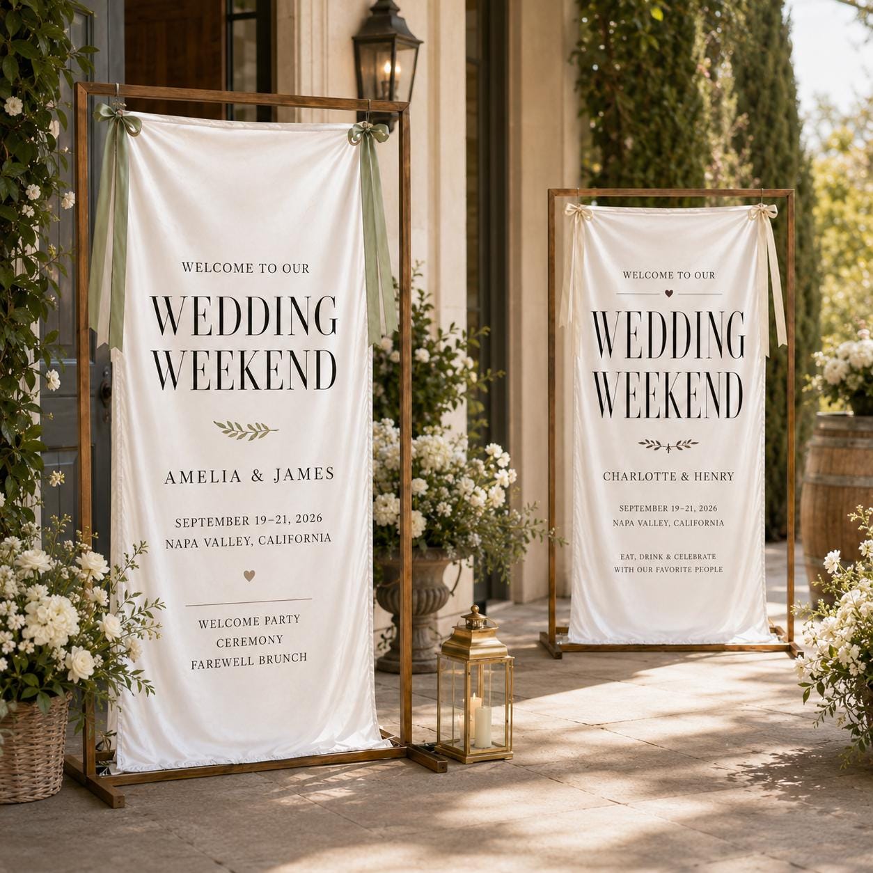 Wedding Weekend Banner, Personalized Satin Welcome Sign, Custom Fabric Wedding Event Decor - product image 9