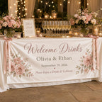 Welcome Drinks Banner, Personalized Satin Wedding Bar Sign – product photo 7