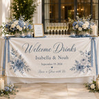 Welcome Drinks Banner, Personalized Satin Wedding Bar Sign – product photo 8