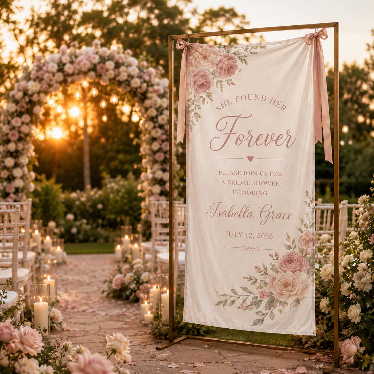 Meet The Future Mrs Bridal Shower Banner, Personalized Satin Welcome Sign, Custom Bridal Brunch Backdrop - product image 9