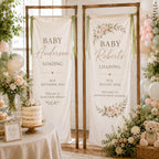 Personalized Satin Baby Shower Welcome Banner, Custom Due Date Fabric Sign – product photo 5