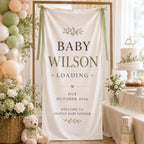 Personalized Satin Baby Shower Welcome Banner, Custom Due Date Fabric Sign – product photo 9