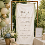 Personalized Satin Baby Shower Welcome Banner, Custom Due Date Fabric Sign – product photo 10