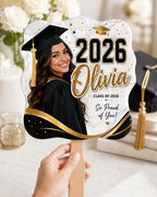 Custom Graduation Photo Fan, Personalized Class of 2026 Glitter Grad Party Prop – product photo 7