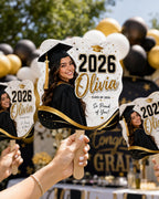 Custom Graduation Photo Fan, Personalized Class of 2026 Glitter Grad Party Prop – product photo 9