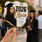 Custom Graduation Photo Fan, Personalized Class of 2026 Glitter Grad Party Prop – main product view