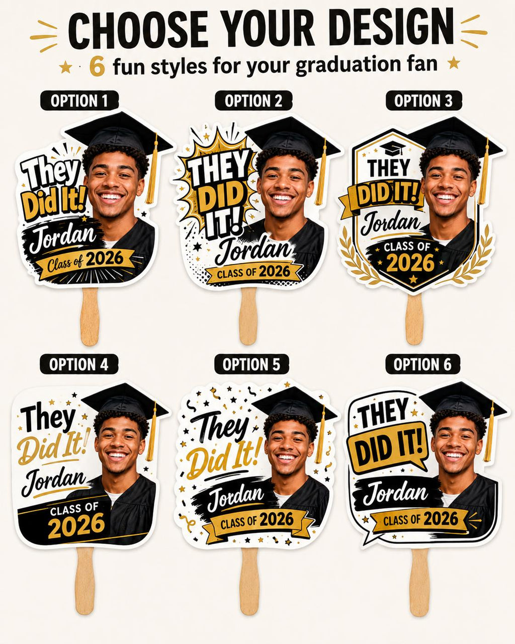 Custom Graduation Photo Fan, Class of 2026 Party Prop, Personalized Grad Keepsake - product image 4