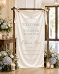 Custom Satin Wedding Weekend Welcome Banner, Personalized Event Sign - product image 1