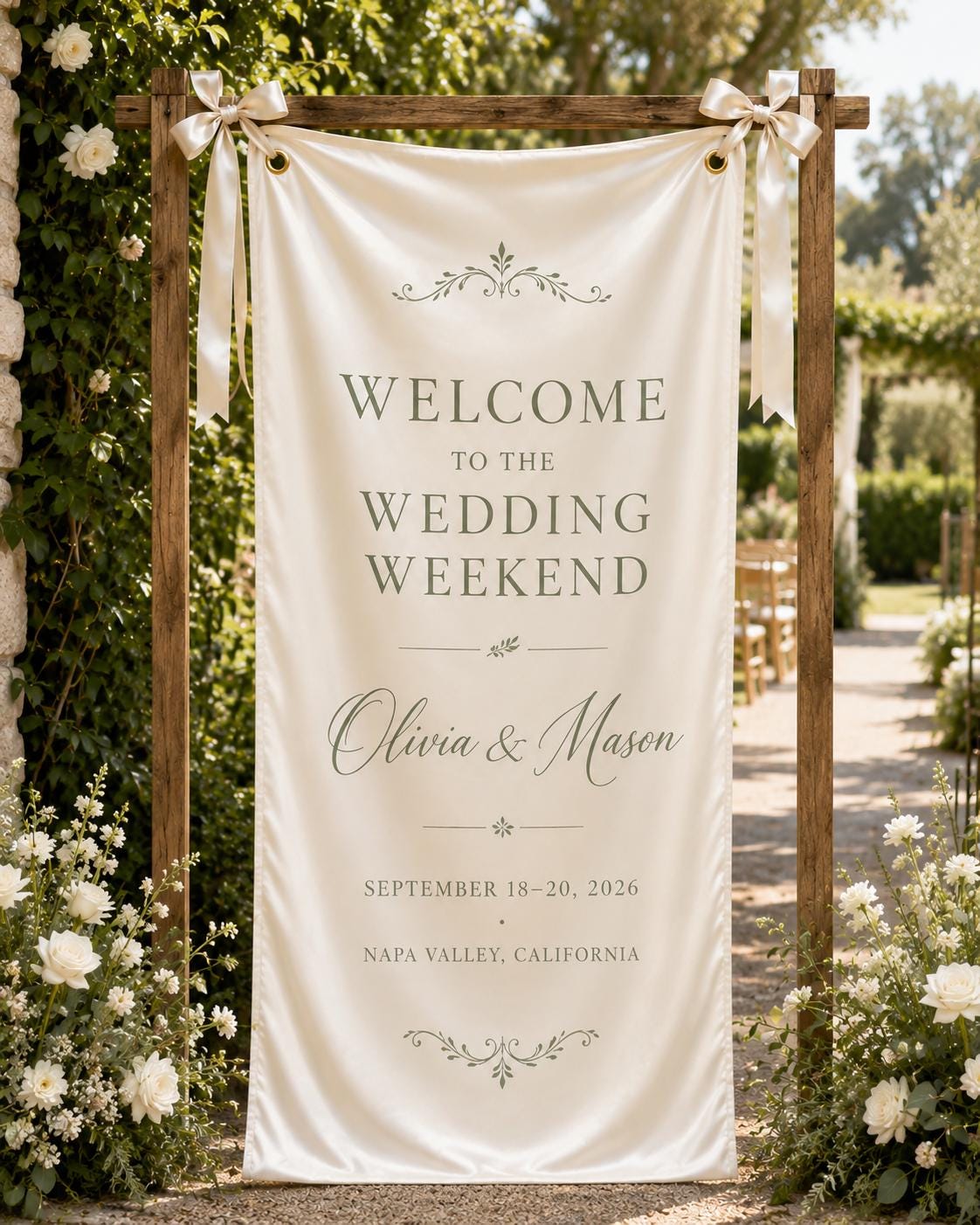 Custom Satin Wedding Weekend Welcome Banner, Personalized Event Sign - product image 7
