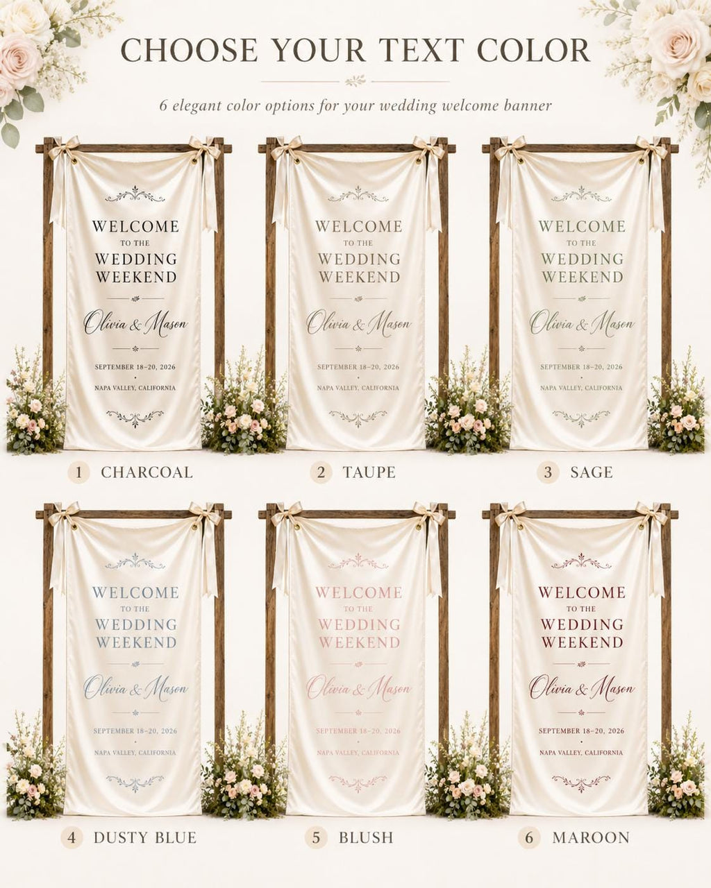 Custom Satin Wedding Weekend Welcome Banner, Personalized Event Sign - product image 3