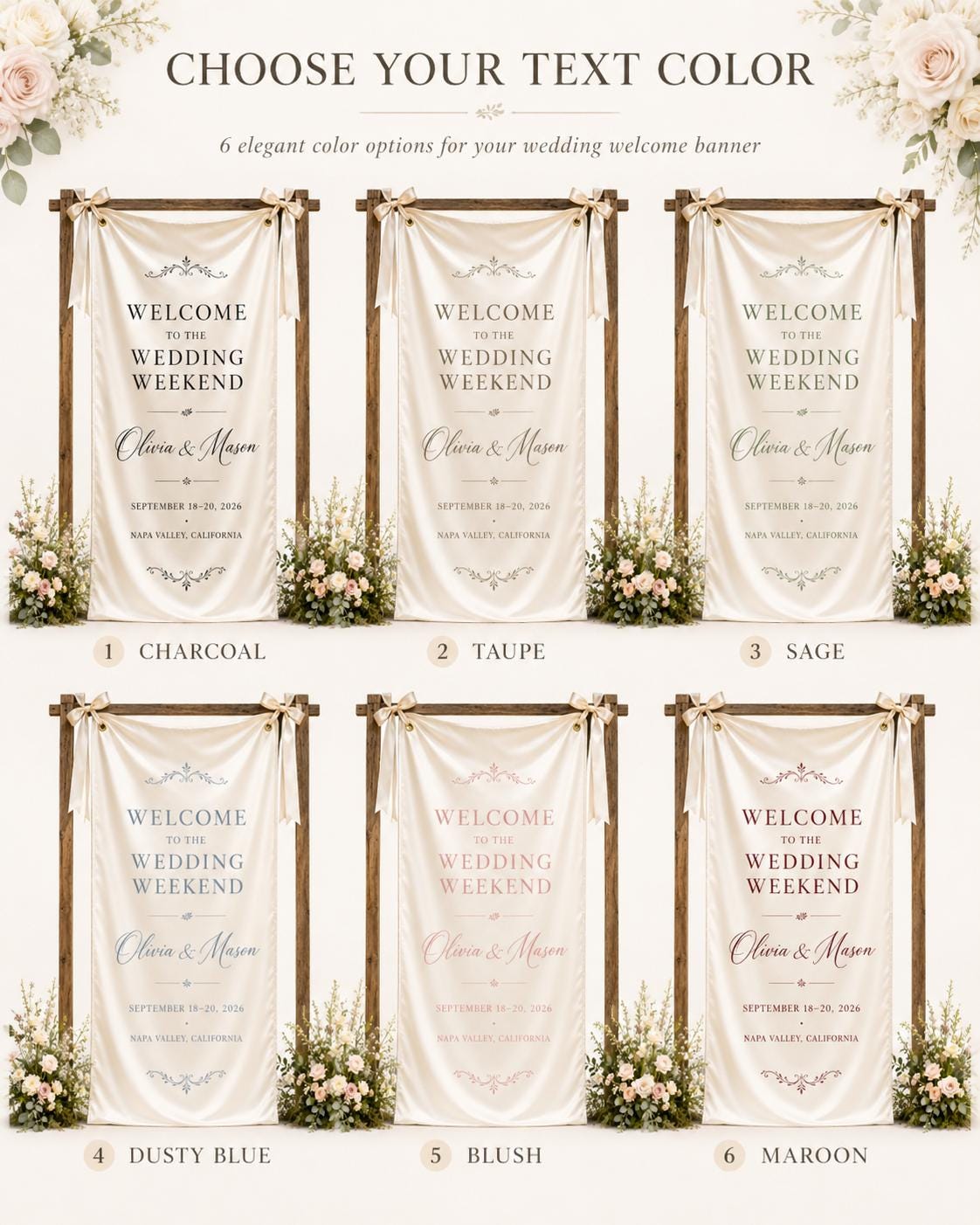Custom Satin Wedding Weekend Welcome Banner, Personalized Event Sign - product image 3