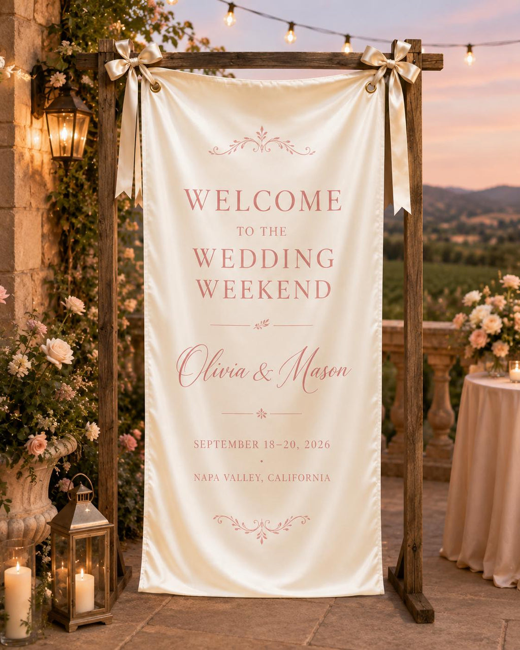 Custom Satin Wedding Weekend Welcome Banner, Personalized Event Sign - product image 10
