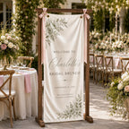 Custom Floral Satin Bridal Brunch Welcome Banner – product photo 8