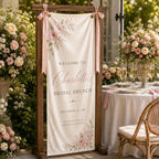 Custom Floral Satin Bridal Brunch Welcome Banner – product photo 4