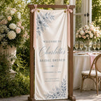 Custom Floral Satin Bridal Brunch Welcome Banner – main product view