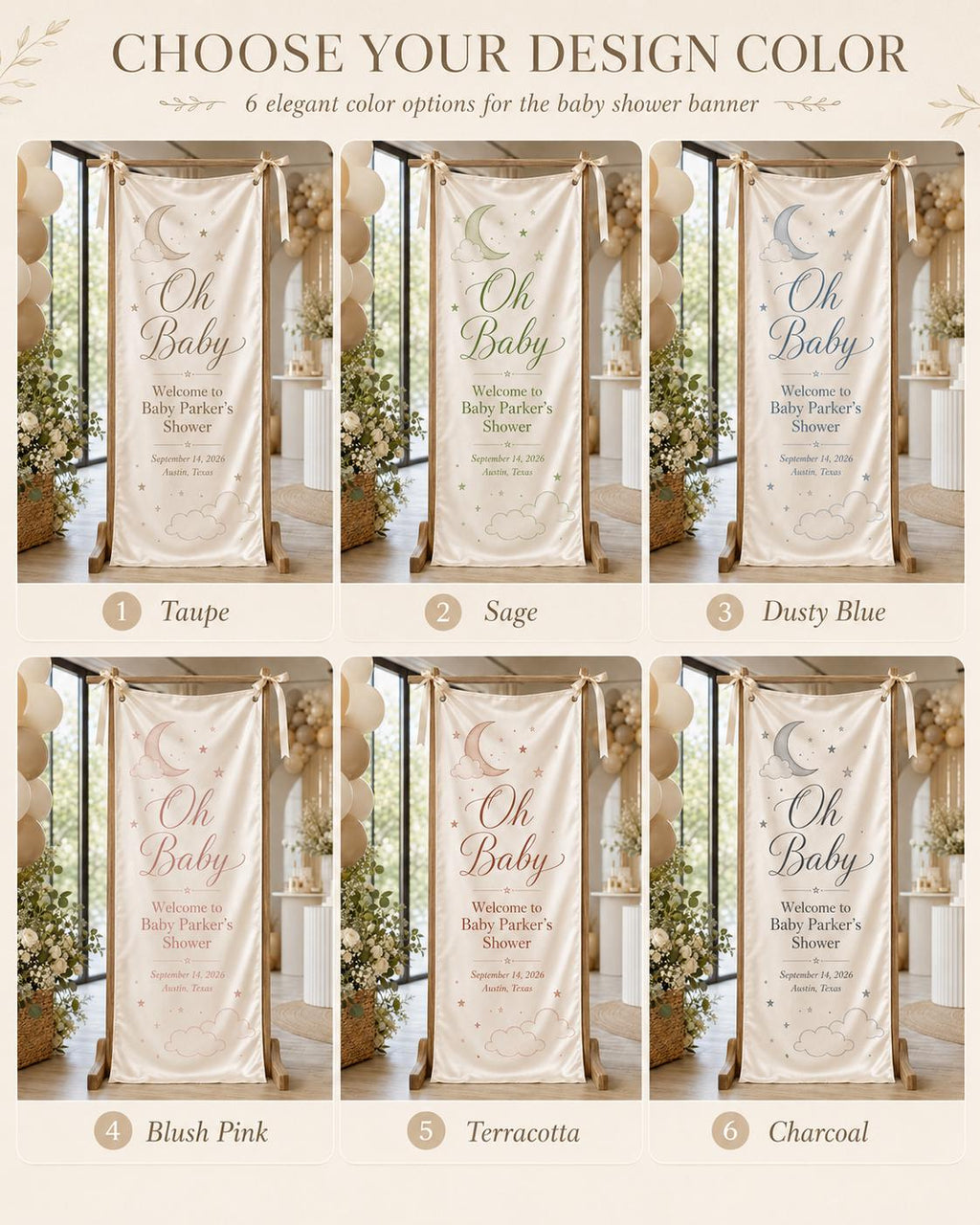 Personalized Satin Baby Shower Welcome Banner, Custom Fabric Event Sign - product image 4