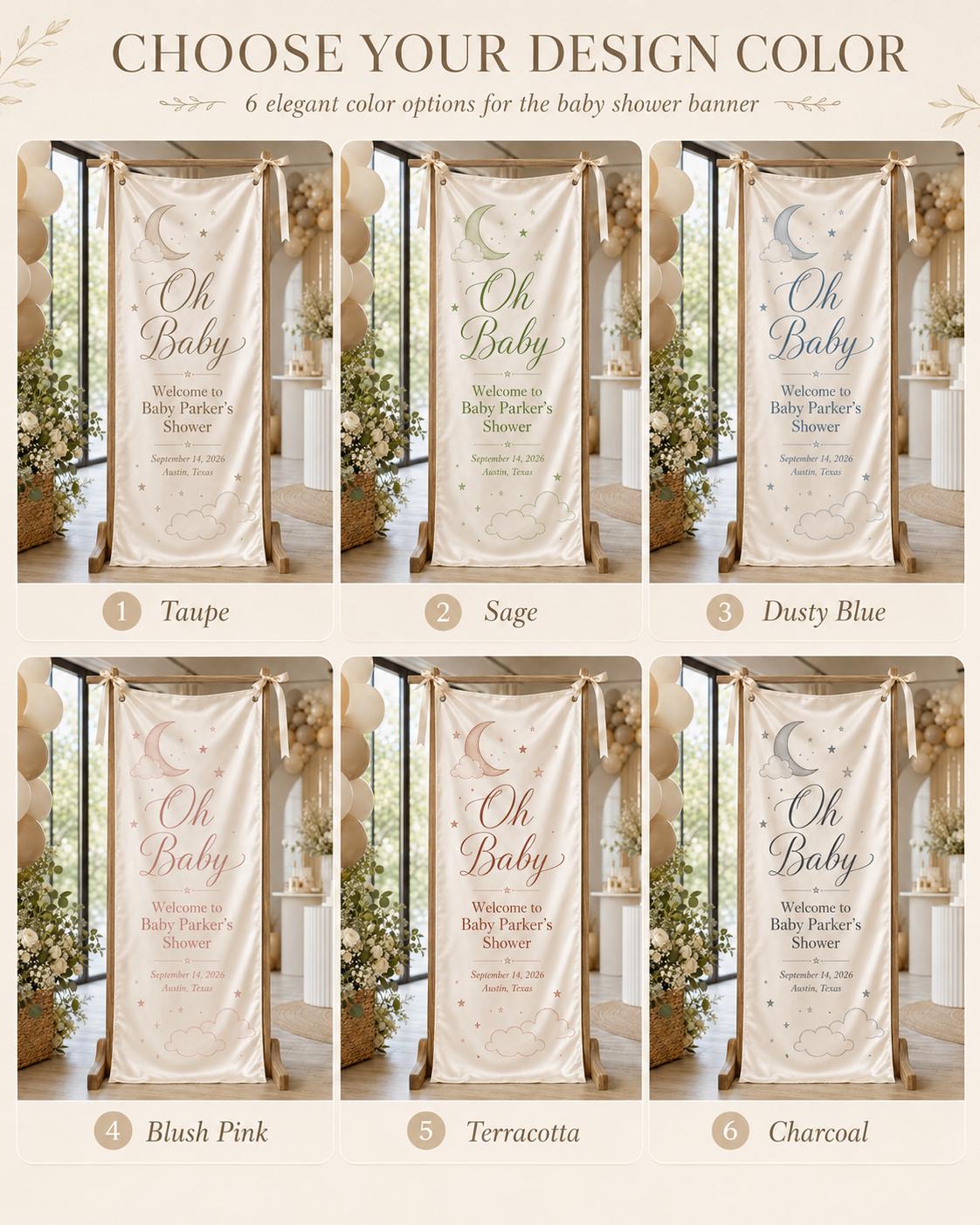 Personalized Satin Baby Shower Welcome Banner, Custom Fabric Event Sign - product image 4