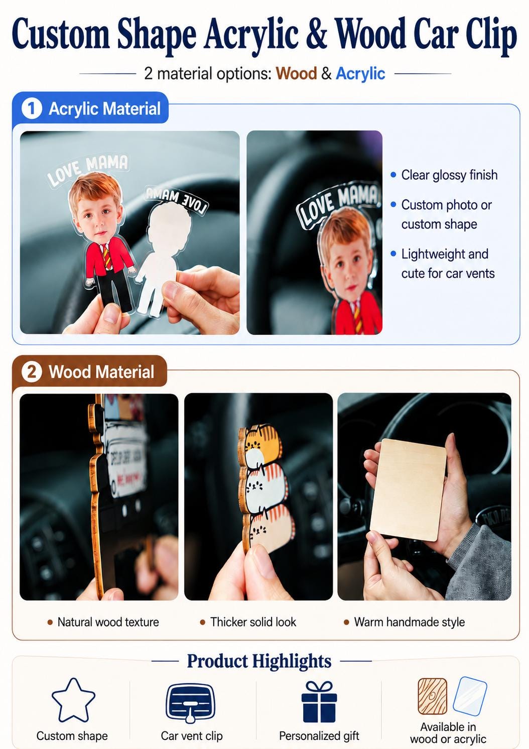 Custom Photo Visor Clip, Personalized Vacation Family Car Accessory - product image 4