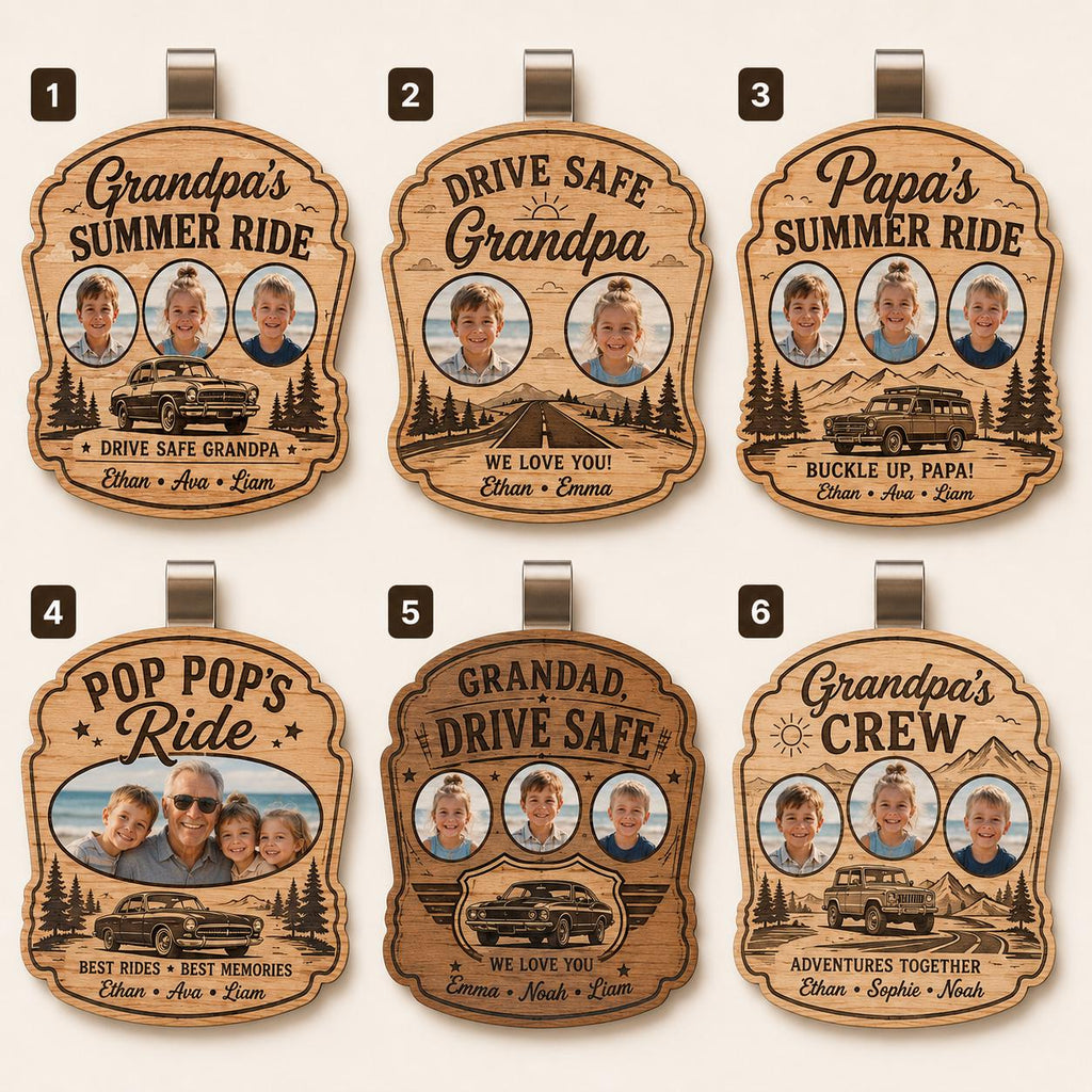 Personalized Wooden Grandpa Car Visor Clip, Custom Photo Papa Accessory - product image 4