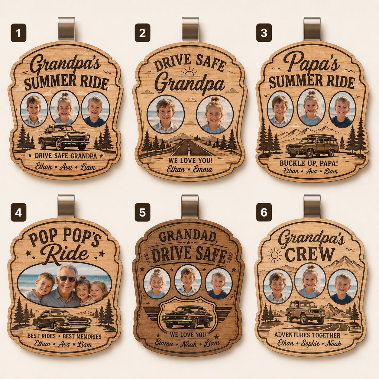 Personalized Wooden Grandpa Car Visor Clip, Custom Photo Papa Accessory - product image 4