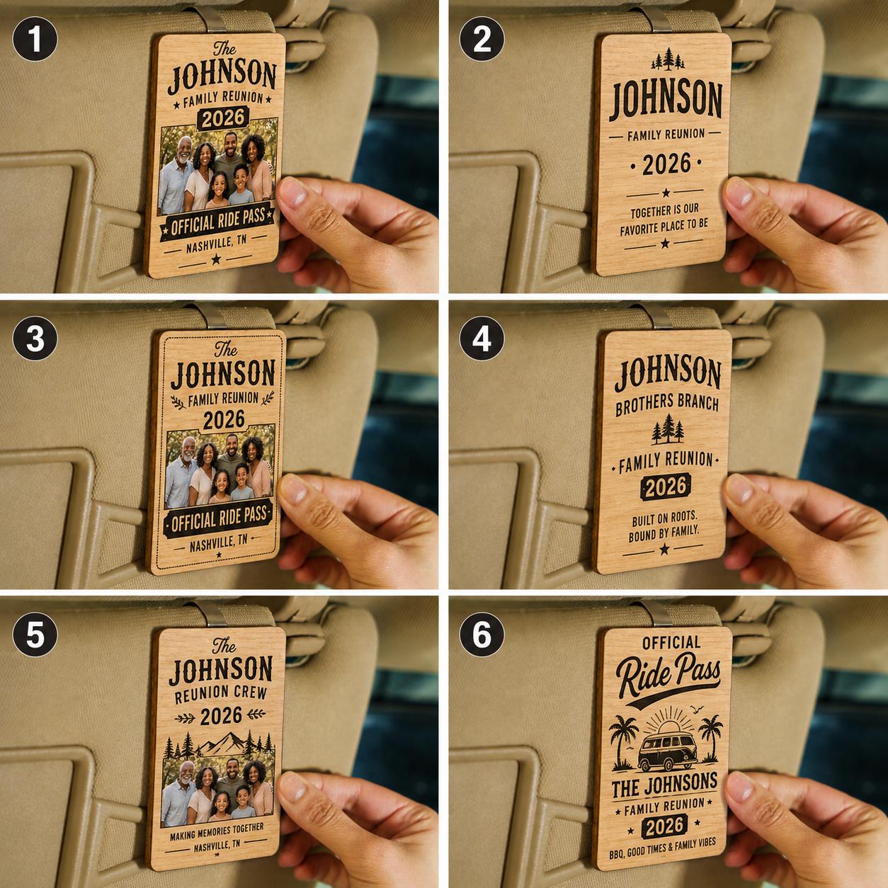 Personalized Wooden Family Reunion Ride Pass, Custom Photo Car Visor Clip - product image 4