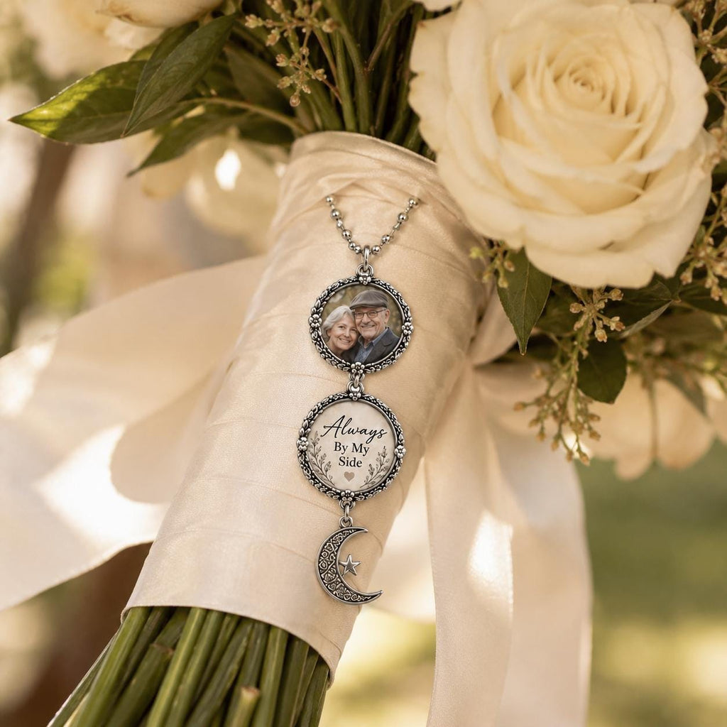 Personalized Memorial Photo Car Charm, Vintage Floral Frame, Wing Dangle - product image 8