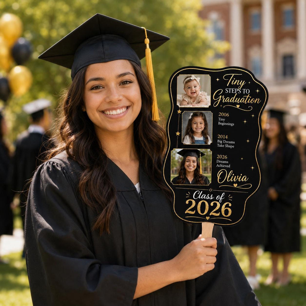 Custom Graduation Photo Fan, Class of 2026 Timeline Keepsake, Personalized Celebration Prop - product image 6