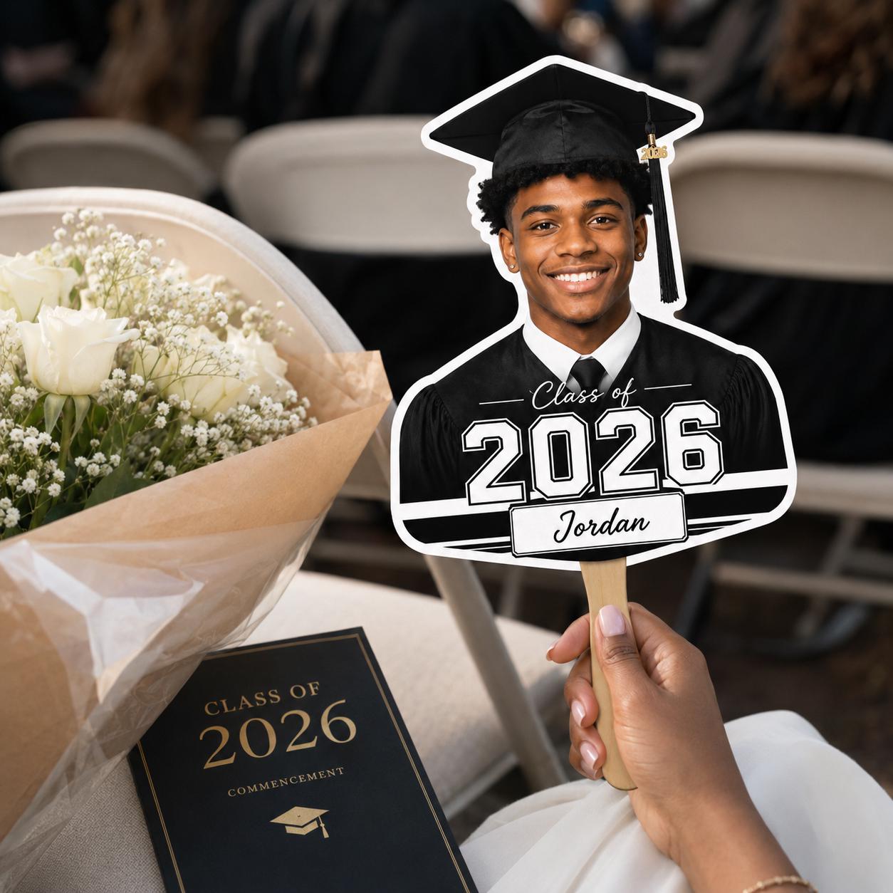 Custom Graduation Photo Fan, Class of 2026 Personalized Graduate Prop - product image 3