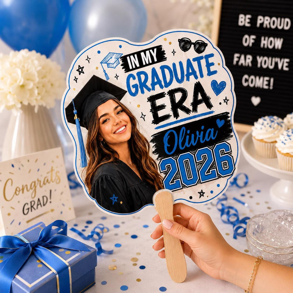 Custom Graduation Photo Hand Fan, Class of 2026 Grad Party Prop - product image 6