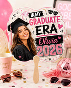 Custom Graduation Photo Hand Fan, Class of 2026 Grad Party Prop – product photo 2