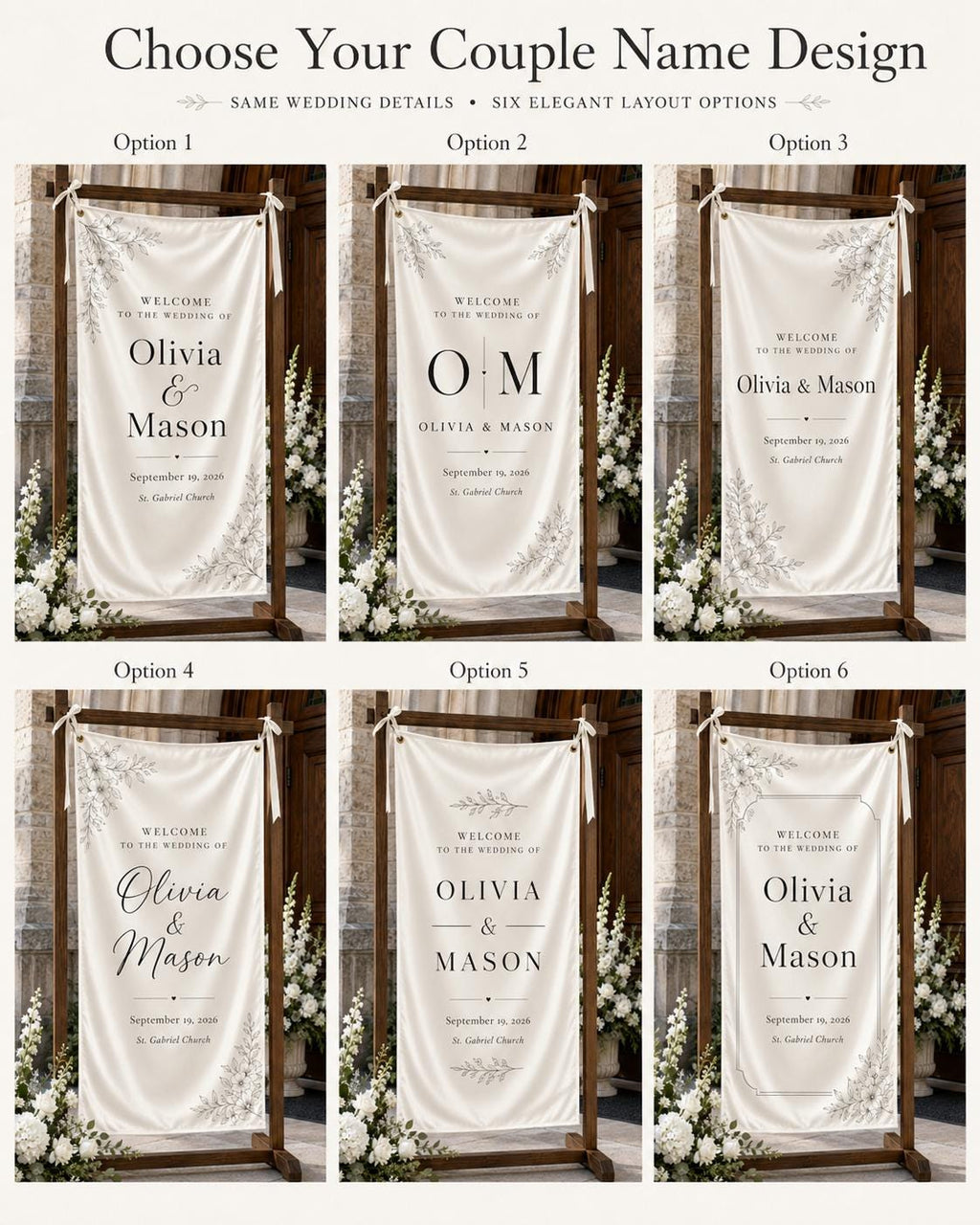 Personalized Satin Wedding Welcome Banner, Custom Ceremony Signage - product image 3