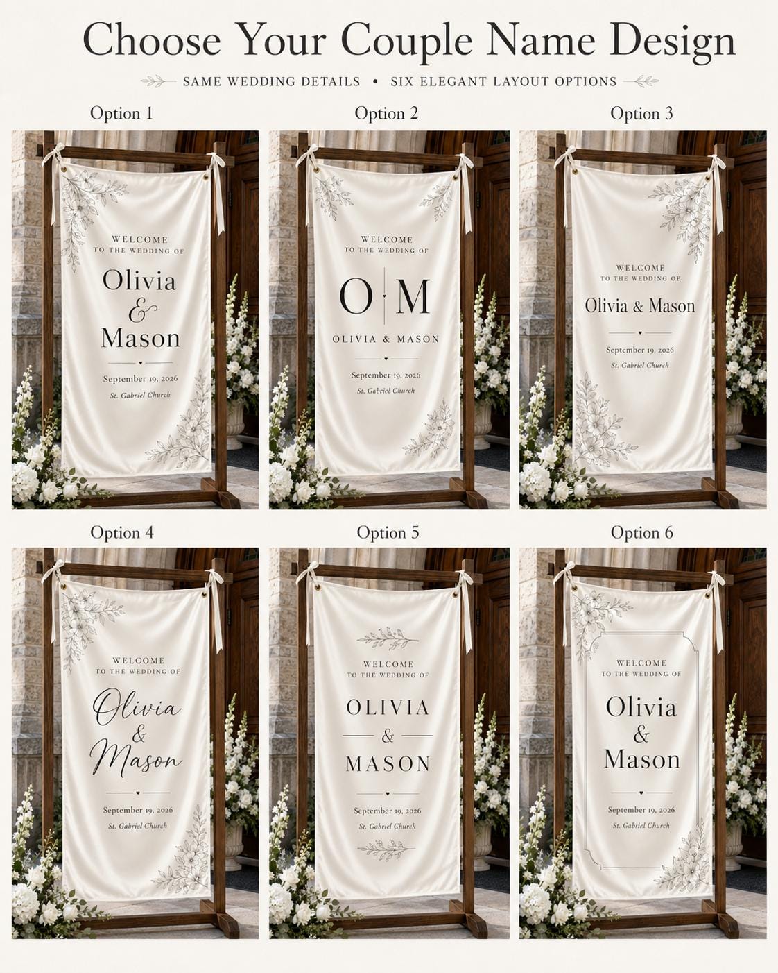 Personalized Satin Wedding Welcome Banner, Custom Ceremony Signage - product image 3