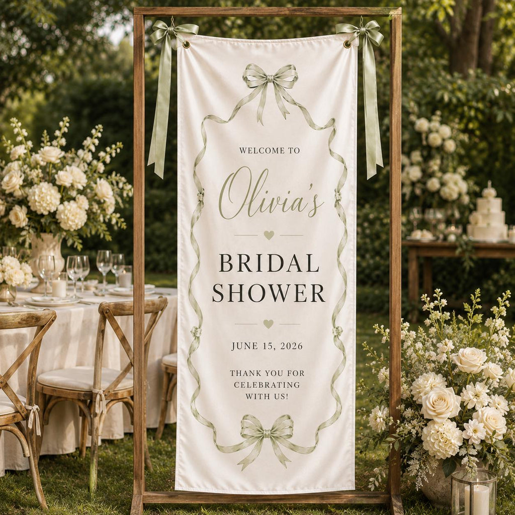 Personalized Satin Bridal Shower Welcome Banner, Custom Event Decor Sign - product image 9