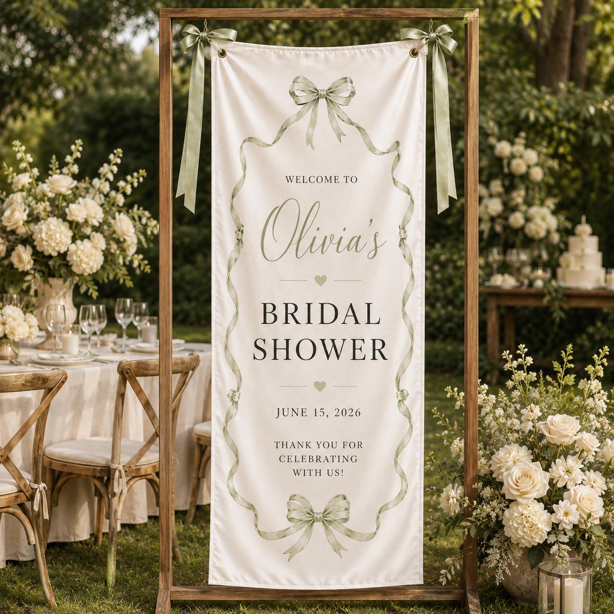 Personalized Satin Bridal Shower Welcome Banner, Custom Event Decor Sign - product image 9