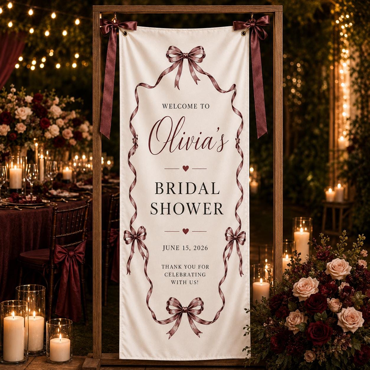 Personalized Satin Bridal Shower Welcome Banner, Custom Event Decor Sign - product image 8