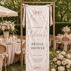 Personalized Satin Bridal Shower Welcome Banner, Custom Event Decor Sign – main product view