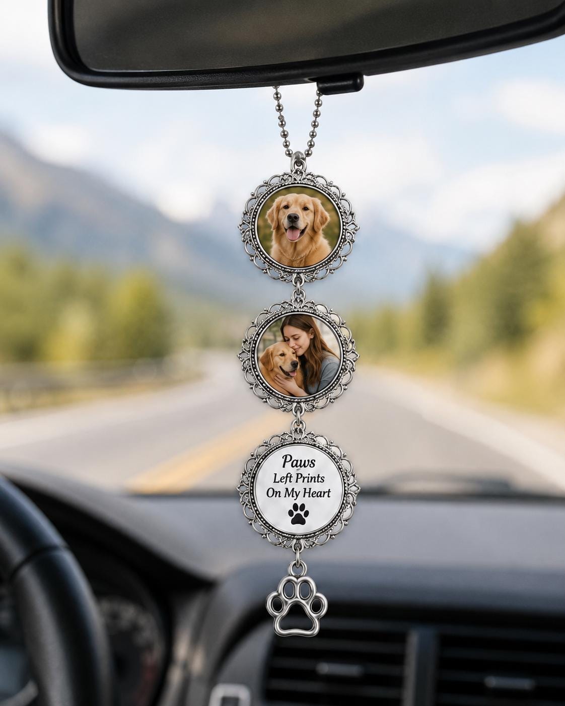 Personalized Pet Memorial Photo Charm, Custom Keepsake Gift, Paw Print Remembrance - product image 6