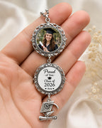 Graduation Photo Charm, Personalized Class of 2026 Keepsake, Custom Grad Cap Charm Gift – main product view