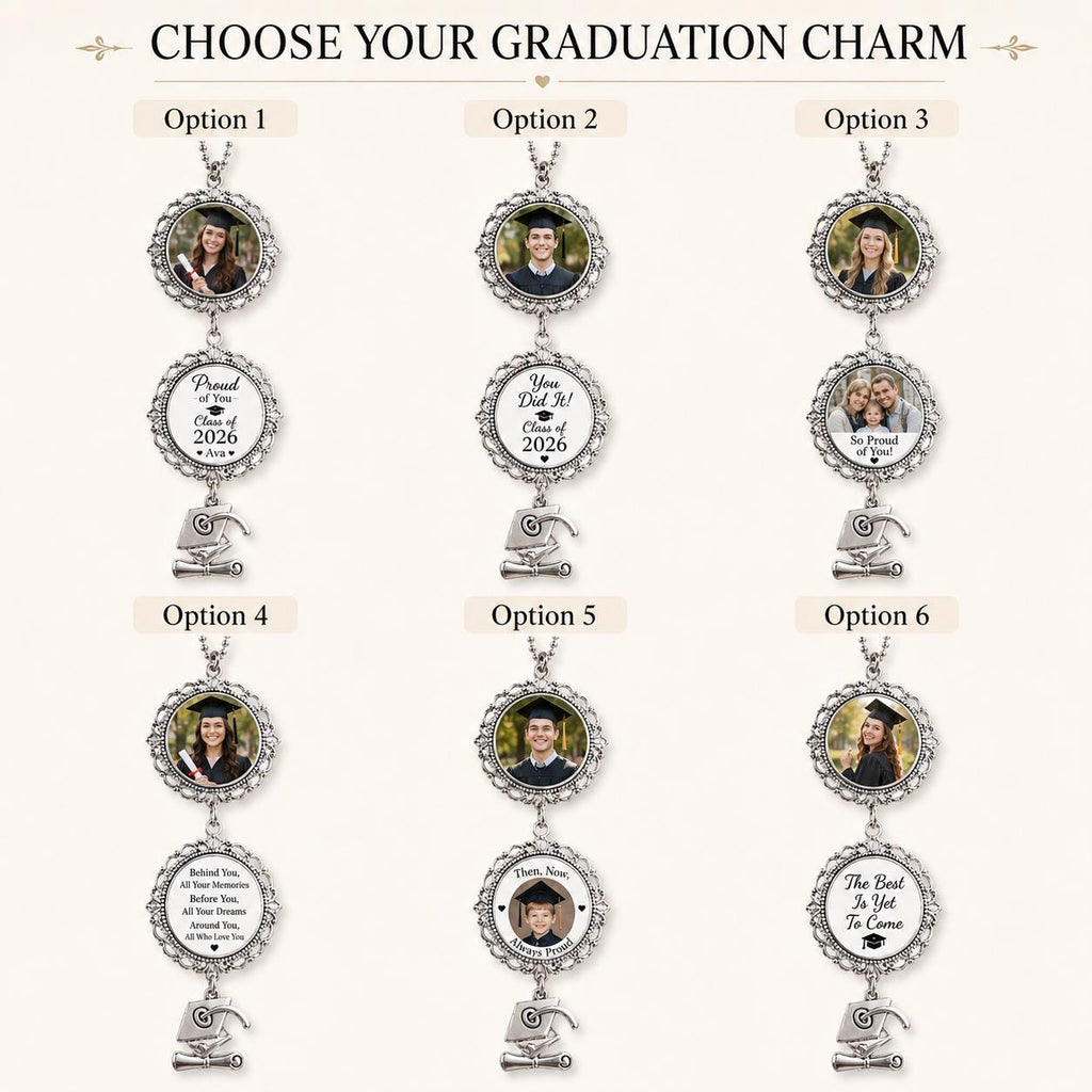 Graduation Photo Charm, Personalized Class of 2026 Keepsake, Custom Grad Cap Charm Gift - product image 2