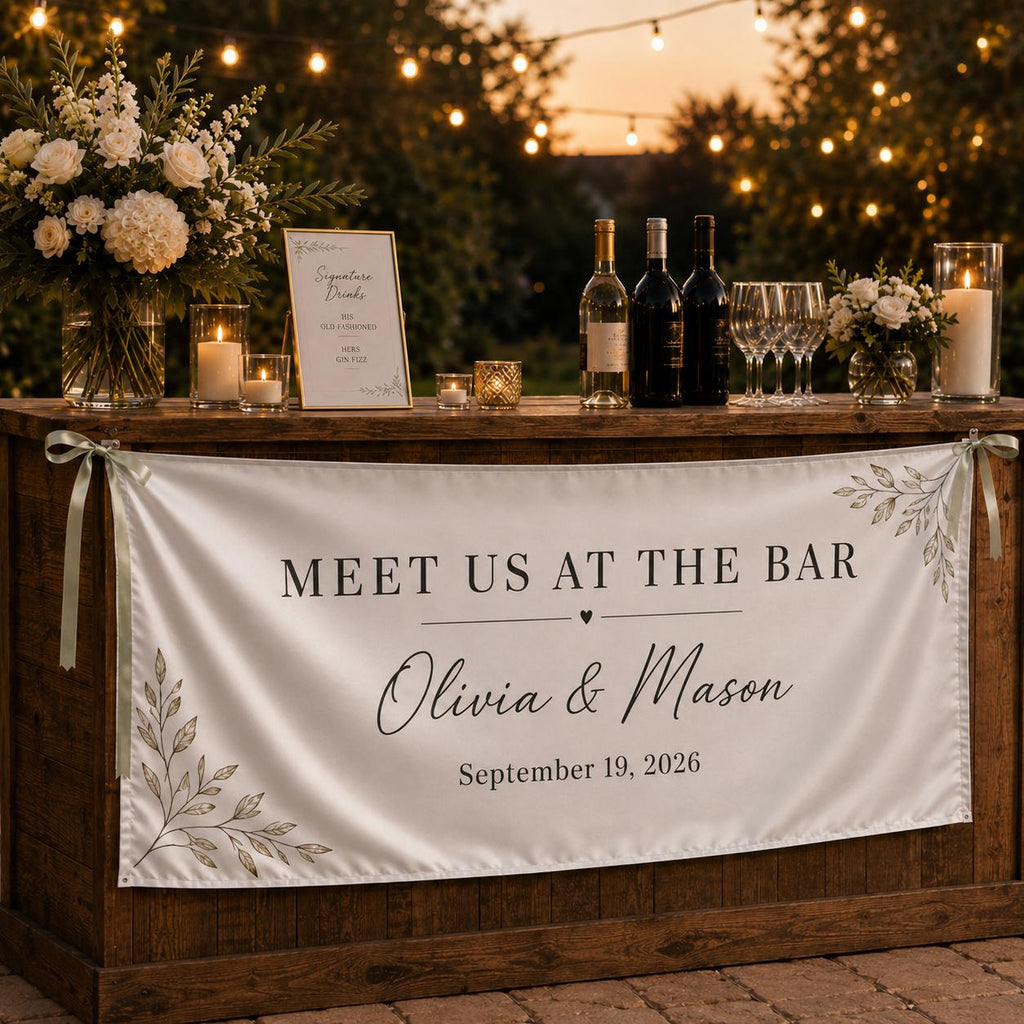 Custom Satin Wedding Bar Banner, Personalized Reception Sign - product image 2