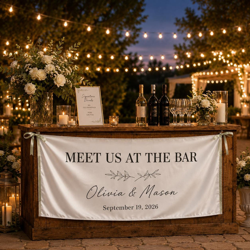 Custom Satin Wedding Bar Banner, Personalized Reception Sign - product image 8