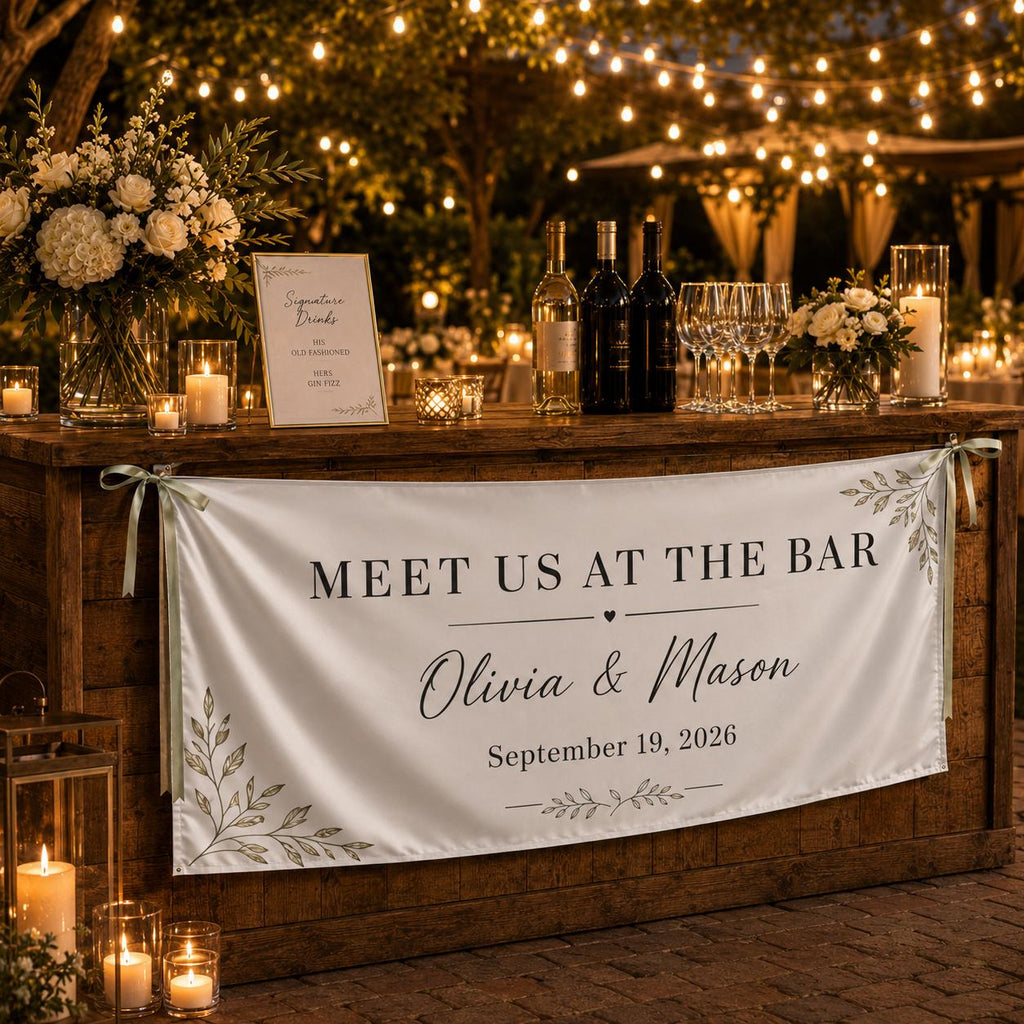 Custom Satin Wedding Bar Banner, Personalized Reception Sign - product image 5