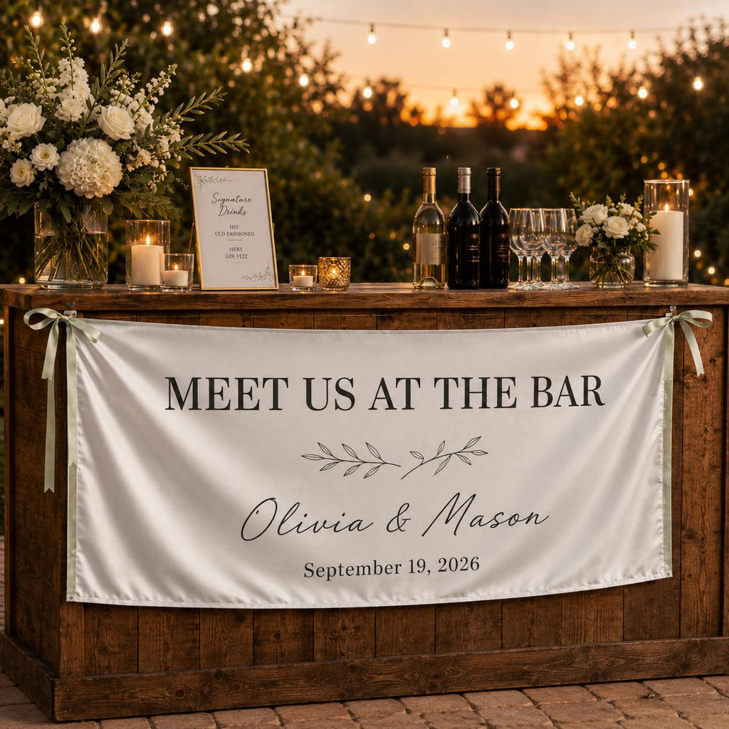 Custom Satin Wedding Bar Banner, Personalized Reception Sign - product image 9