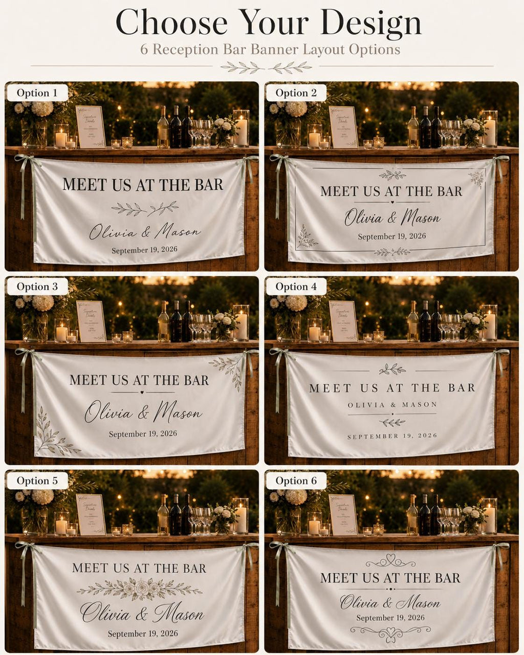 Custom Satin Wedding Bar Banner, Personalized Reception Sign - product image 3