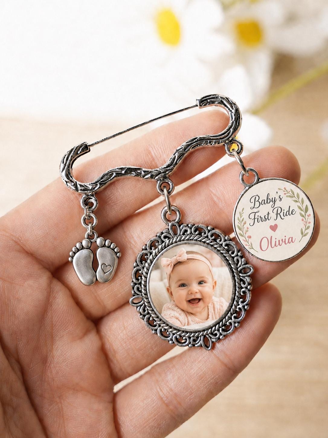 Personalized Baby Photo Car Charm, Custom New Baby Keepsake, Shower Gift - product image 2