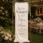 Custom Satin Engagement Party Welcome Banner – product photo 4