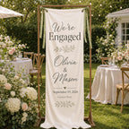 Custom Satin Engagement Party Welcome Banner – main product view