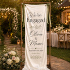 Custom Satin Engagement Party Welcome Banner – product photo 10