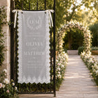Lace Wedding Welcome Banner, Personalized Sheer Ceremony Sign – product photo 8