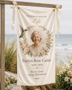 Memorial Photo Banner, Personalized Celebration of Life Fabric Sign, Custom Satin Remembrance – product photo 5